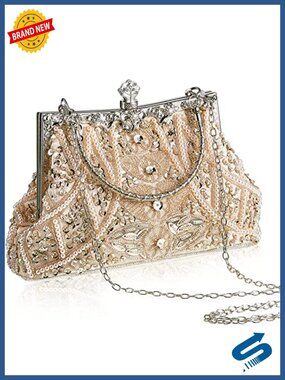 Vintage Beaded Clutch Evening Bag Rhinestone Flapper Purse